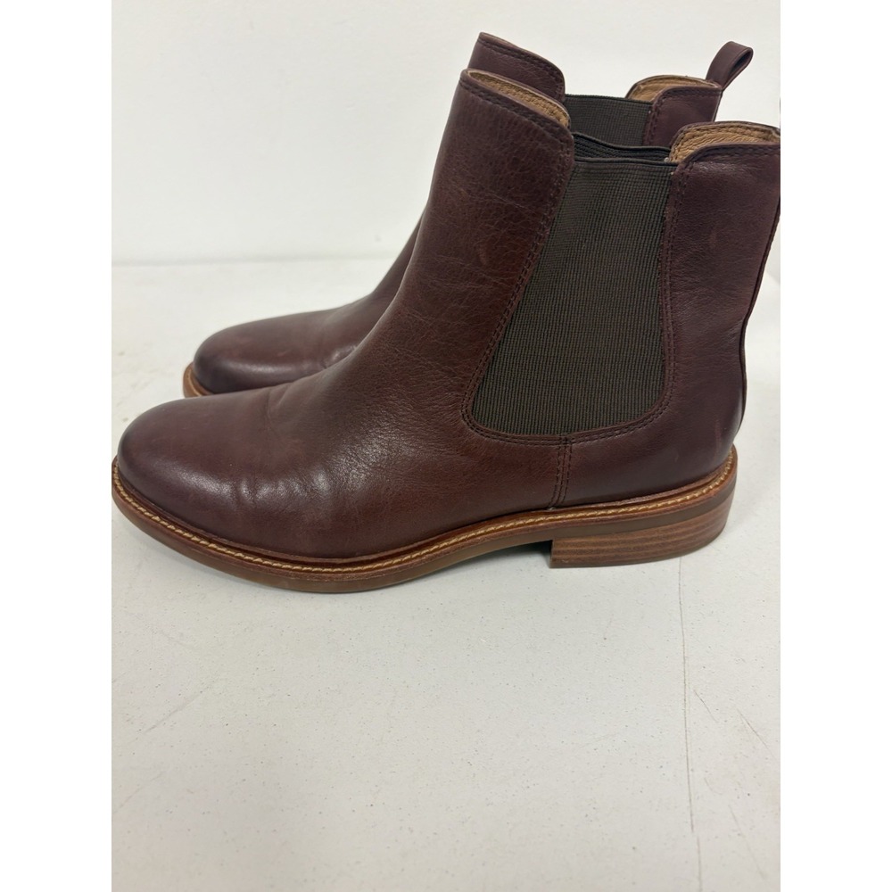 Sofft Brown Leather Pamela Chelsea Ankle Boot Slip On Block Round Toe 9.5M - Picture 5 of 8